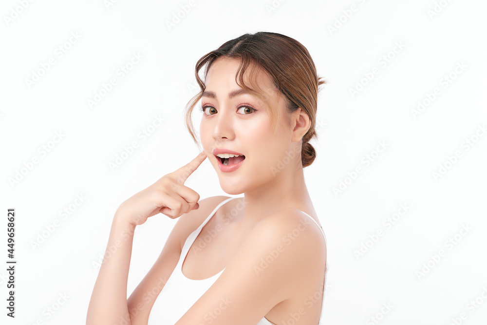 Beautiful young asian woman with clean fresh skin on white background, Face care, Facial treatment, Cosmetology, beauty and spa, Asian women portrait. Beautiful young asian woman with clean fresh skin on white background, Face care, Facial treatment, Cosmetology, beauty and spa, Asian women portrait.