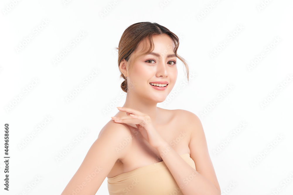 Beautiful young asian woman with clean fresh skin on white background, Face care, Facial treatment, Cosmetology, beauty and spa, Asian women portrait. Beautiful young asian woman with clean fresh skin on white background, Face care, Facial treatment, Cosmetology, beauty and spa, Asian women portrait.