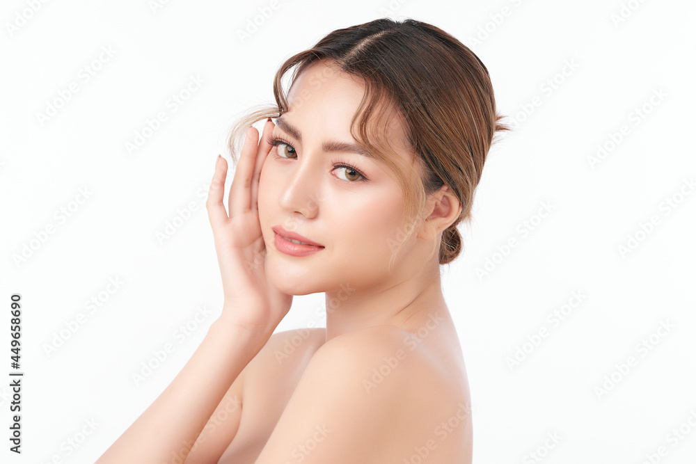 Beautiful young asian woman with clean fresh skin on white background, Face care, Facial treatment, Cosmetology, beauty and spa, Asian women portrait. Beautiful young asian woman with clean fresh skin on white background, Face care, Facial treatment, Cosmetology, beauty and spa, Asian women portrait.