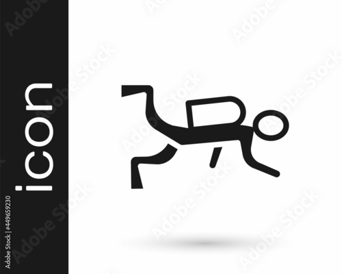 Black Scuba diver icon isolated on white background. Vector