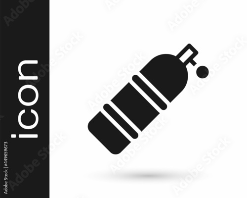 Black Aqualung icon isolated on white background. Oxygen tank for diver. Diving equipment. Extreme sport. Diving underwater equipment. Vector