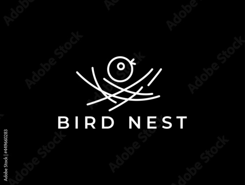Bird nest logo design vector icon template]