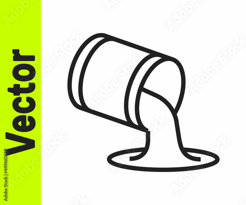 Black line Paint bucket icon isolated on white background. Vector