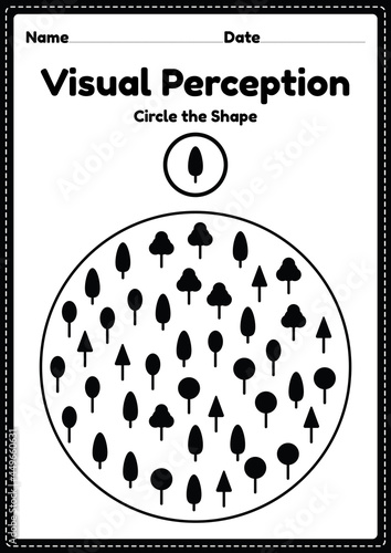 Visual perceptual activity skills shapes worksheet for preschool and kindergarten kids that helps develop eyes and brain activities.