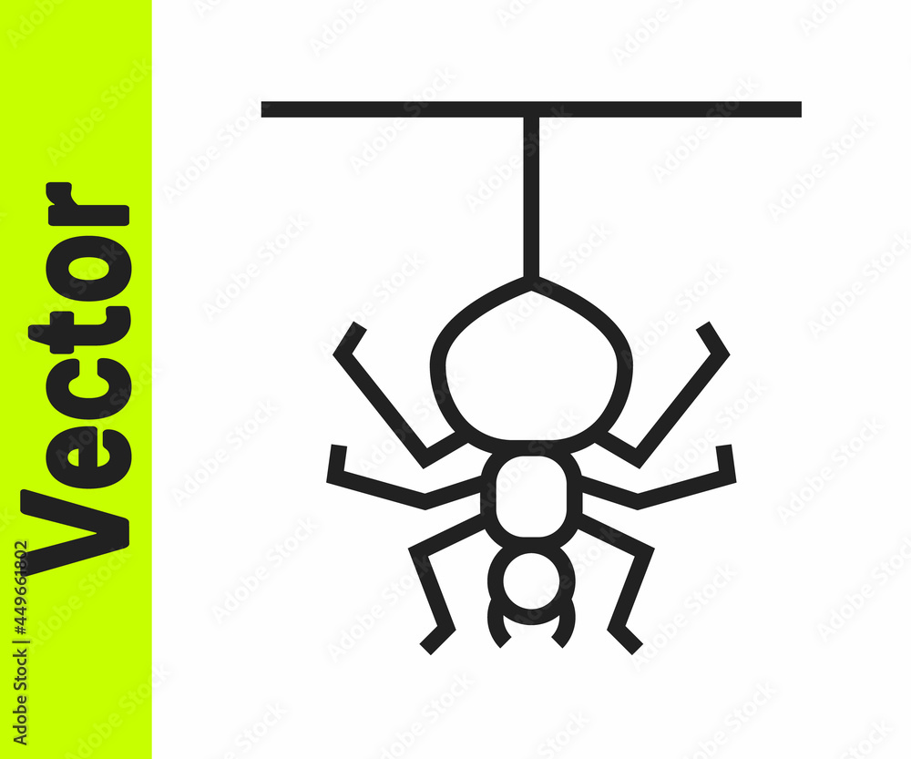Black line Spider icon isolated on white background. Happy Halloween party. Vector Black line Spider icon isolated on white background. Happy Halloween party. Vector