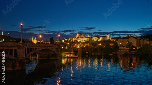 Photography Panoramic view of Prague  at dusk