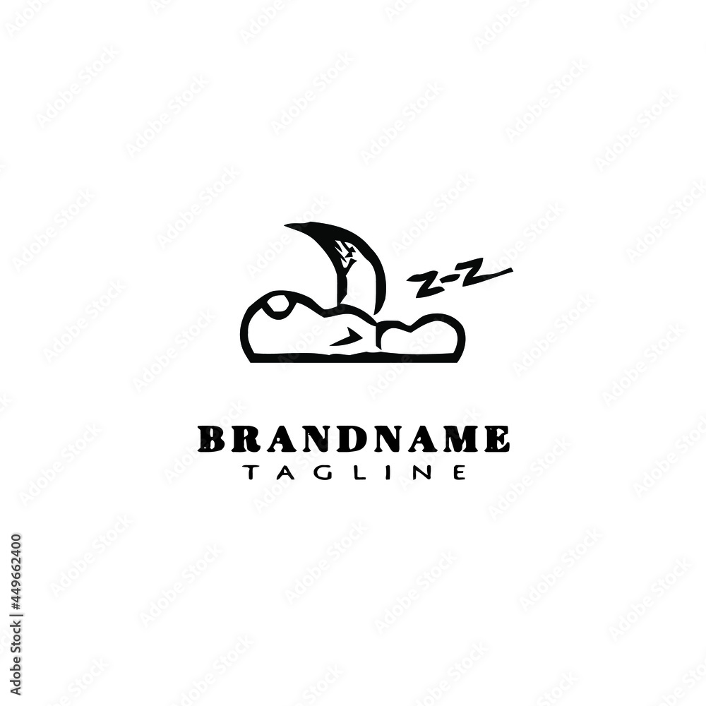 Fototapeta premium cloud and moon for sleep logo icon cartoon design template vector illustration