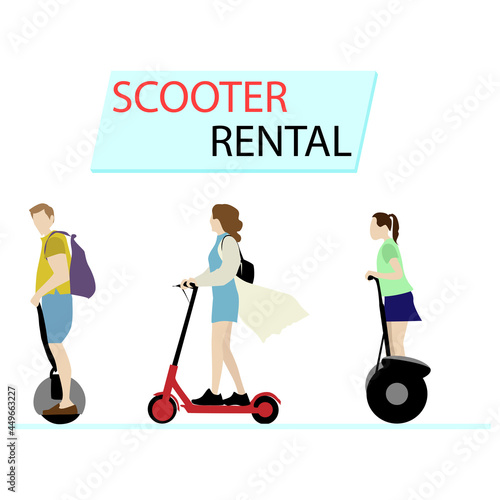 Scooter rental, urban city transport, eco moving in town