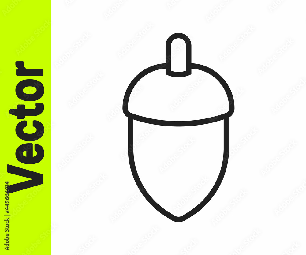 Black line Acorn icon isolated on white background. Vector Black line Acorn icon isolated on white background. Vector