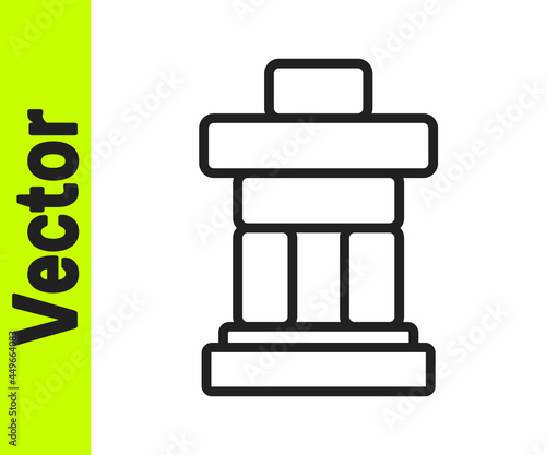 Black line Inukshuk icon isolated on white background. Vector