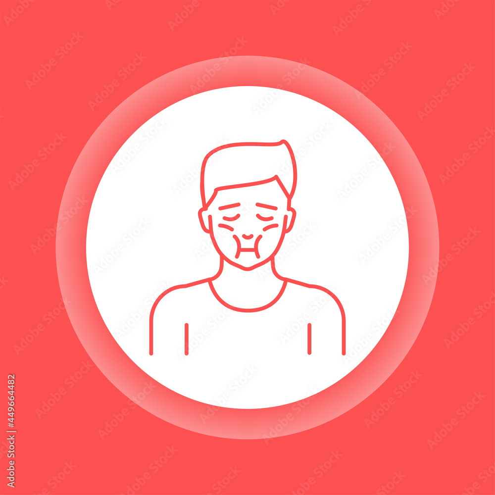 Face swelling color button icon. Allergy symptom. Pictogram for web page Face swelling color button icon. Allergy symptom. Pictogram for web page