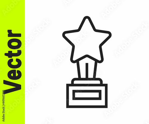 Black line Movie trophy icon isolated on white background. Academy award icon. Films and cinema symbol. Vector
