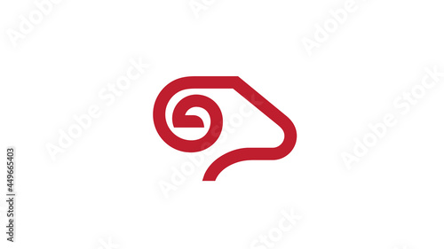 creative abstract red ram horn bighorn sheep head logo vector symbol