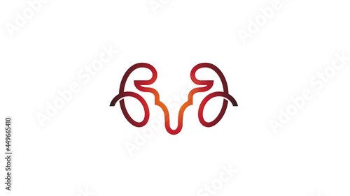 creative abstract red ram horn bighorn sheep head logo vector symbol