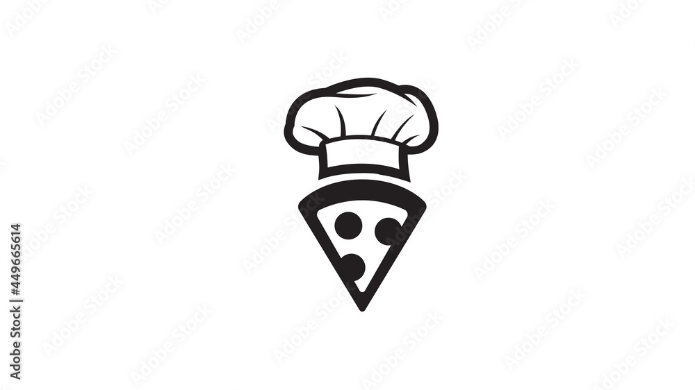 creative chef hat slice pizza logo vector symbol creative chef hat slice pizza logo vector symbol