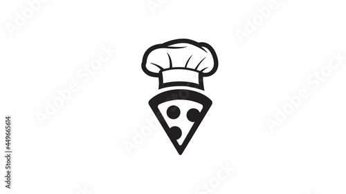 creative chef hat slice pizza logo vector symbol