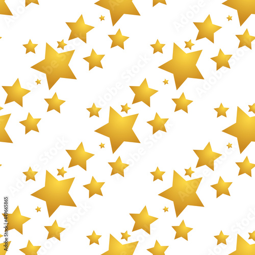 Pattern with diagonal stripes of gold stars on a white background. For wrapping paper. Vector illustration.