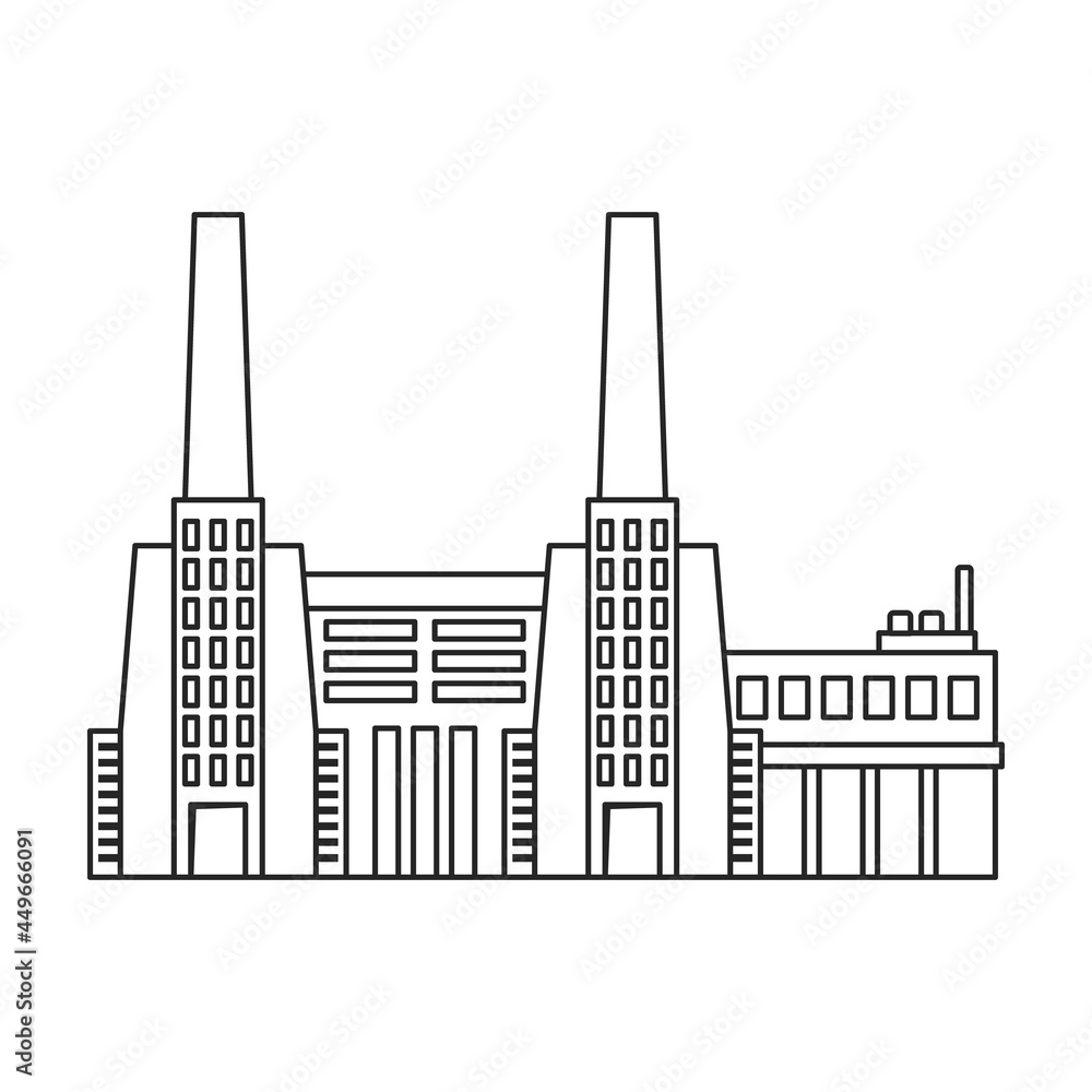 Factory building vector icon.Outline vector icon isolated on white background factory building.