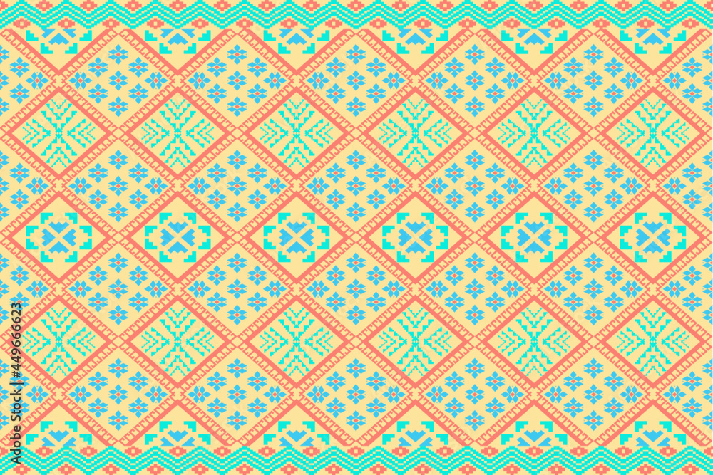 Geometric design. Ethnic pattern. Aztec art. Abstract background.ikat pattern.Ethnic geometric pattern.Design for fabric,wallpaper,background,wall,tile,carpet,clothing,batik