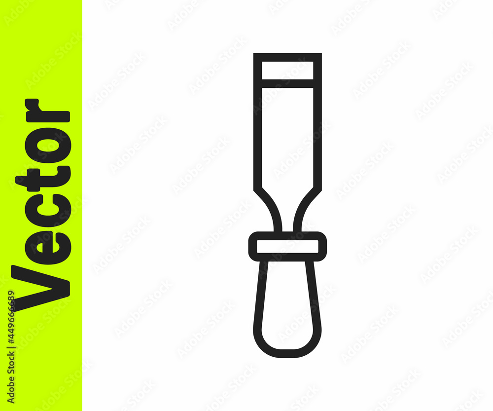 Black line Chisel tool for wood icon isolated on white background. Vector Black line Chisel tool for wood icon isolated on white background. Vector