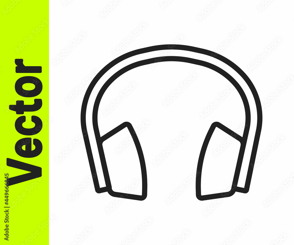 Black line Noise canceling headphones icon isolated on white background. Headphones for ear protection from noise. Vector Black line Noise canceling headphones icon isolated on white background. Headphones for ear protection from noise. Vector