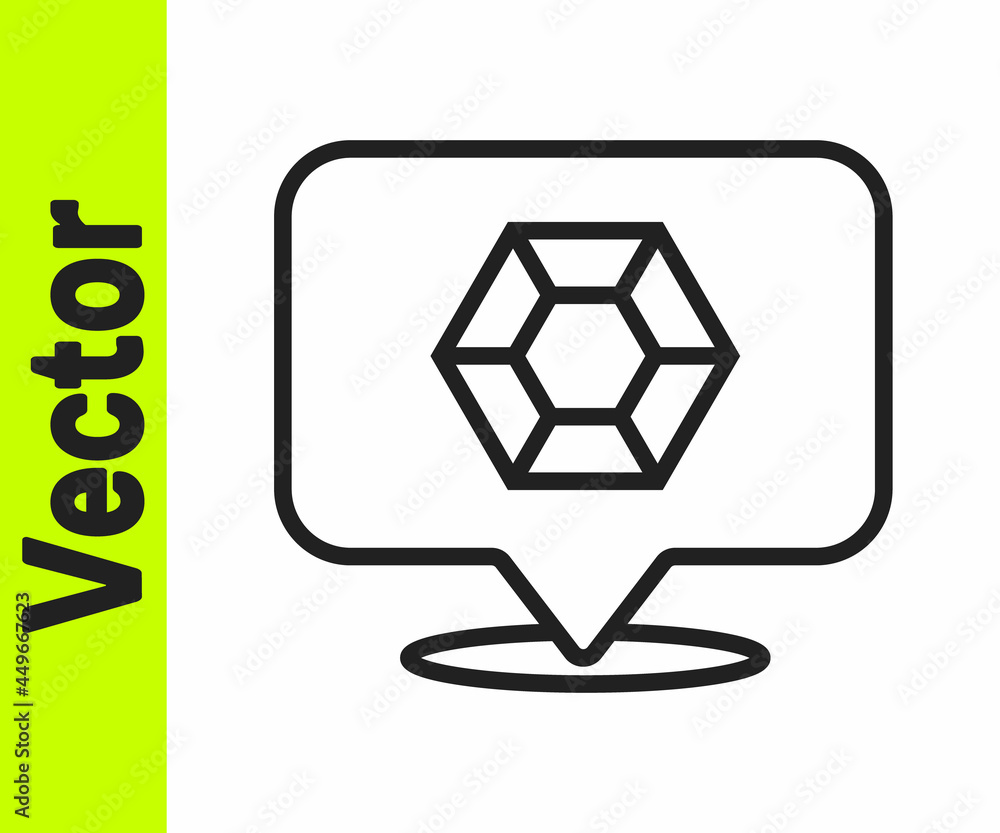 Black line Gem stone icon isolated on white background. Jewelry symbol. Diamond. Vector Black line Gem stone icon isolated on white background. Jewelry symbol. Diamond. Vector