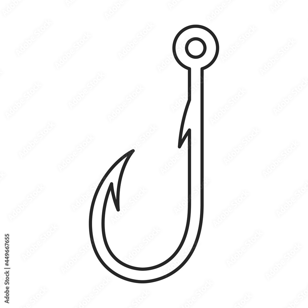 Fish hook vector icon.Outline vector icon isolated on white background fish hook. Fish hook vector icon.Outline vector icon isolated on white background fish hook.