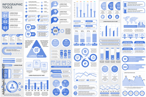 Bundle infographic elements data visualization vector design template. Can be used for steps, business processes, workflow, diagram, flowchart concept, timeline, marketing icons, info graphics.