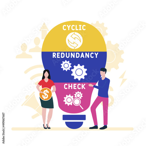 Flat design with people. CRC - Cyclic Redundancy Check acronym. business concept background. Vector illustration for website banner, marketing materials, business presentation, online advertising