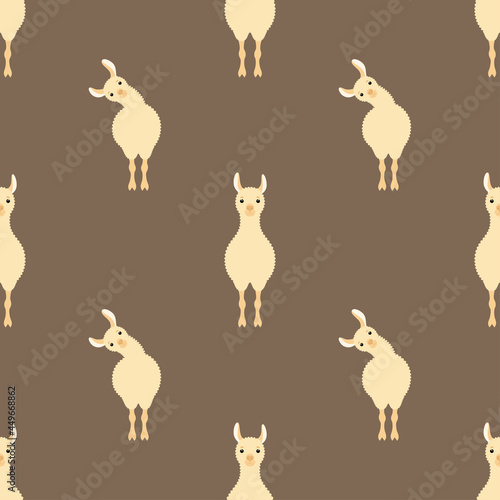 Cute lama seamless pattern. Design sketch element for textile, prints for clothes. Vector colorful illustration. © Olena