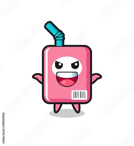 the illustration of cute milk box doing scare gesture