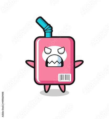wrathful expression of the milk box mascot character