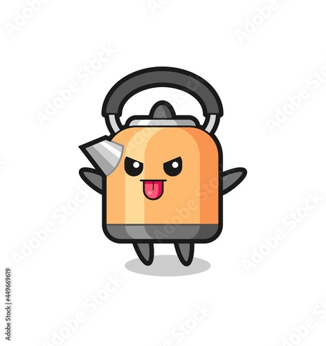 naughty kettle character in mocking pose
