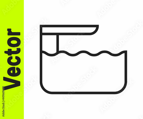 Black line Diving board or springboard icon isolated on white background. Vector