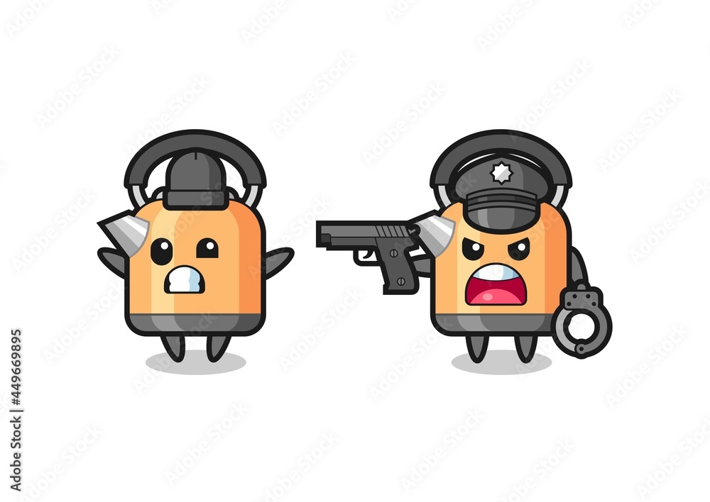 illustration of kettle robber with hands up pose caught by police illustration of kettle robber with hands up pose caught by police