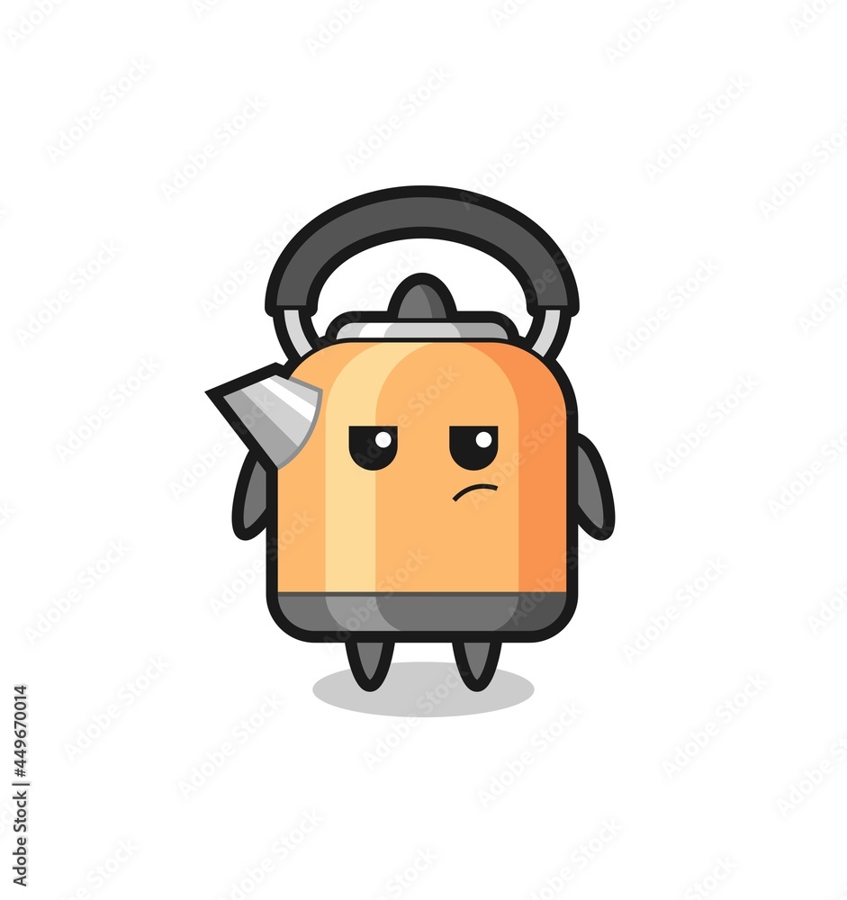 cute kettle character with suspicious expression cute kettle character with suspicious expression