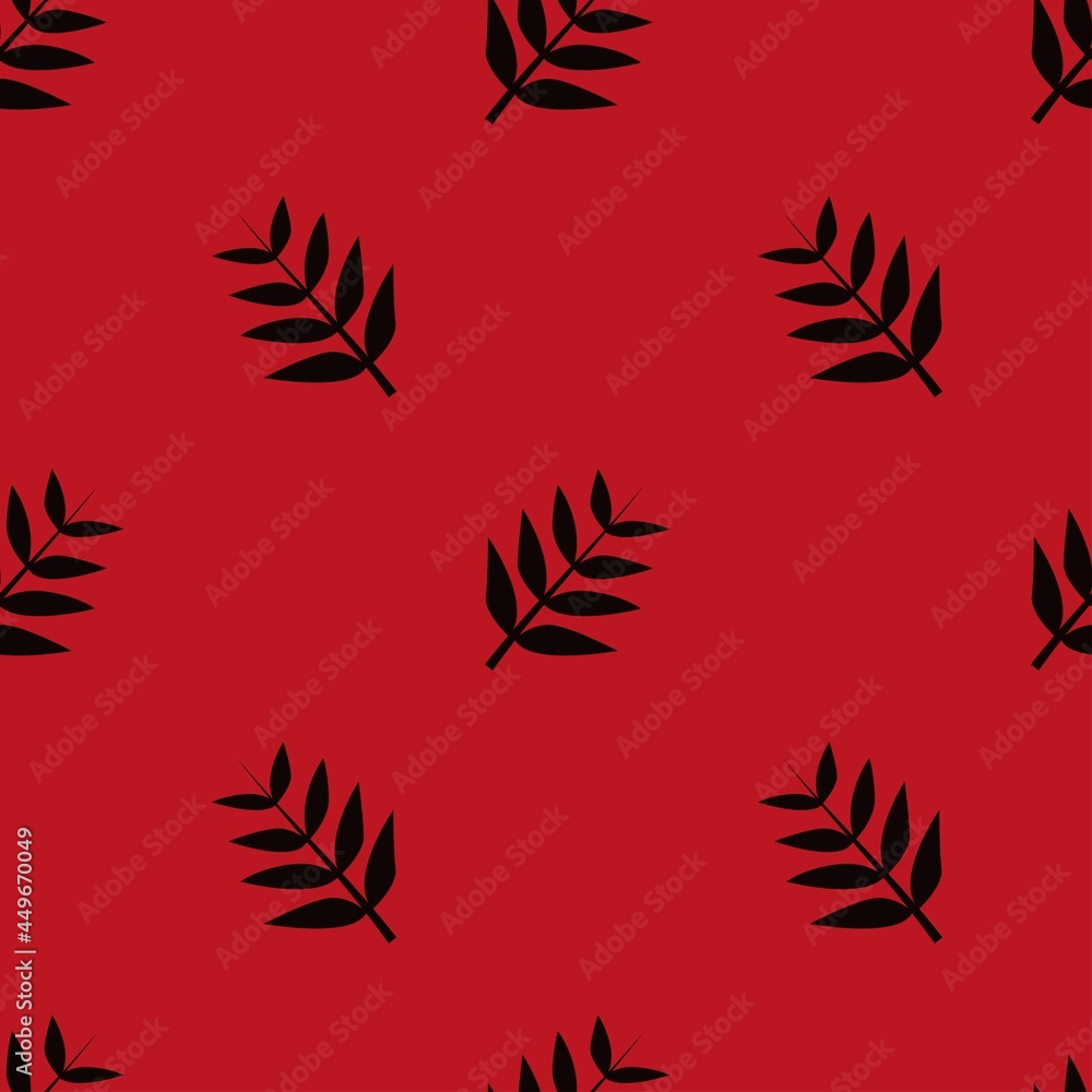 Fototapeta premium branch with leaves. plant seamless stylish print for clothing or print. red bush on black background