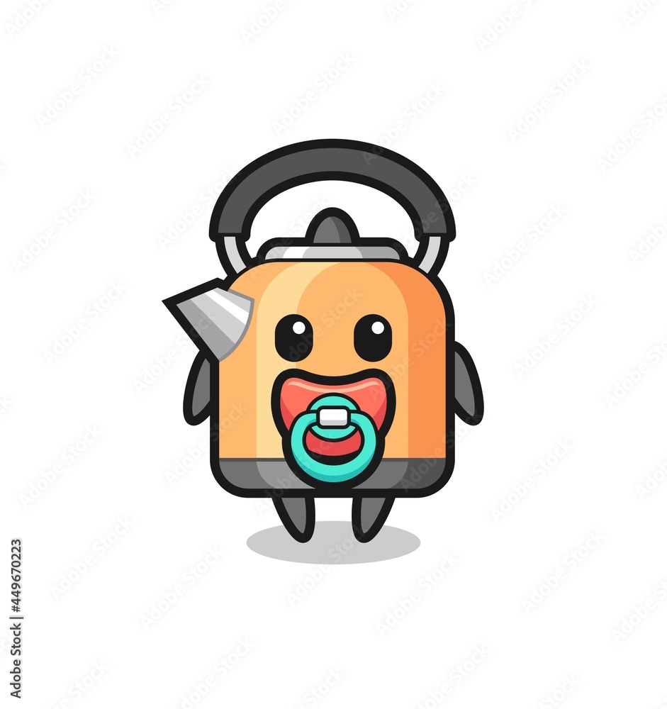 baby kettle cartoon character with pacifier