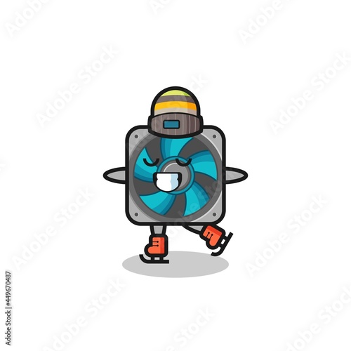 computer fan cartoon as an ice skating player doing perform