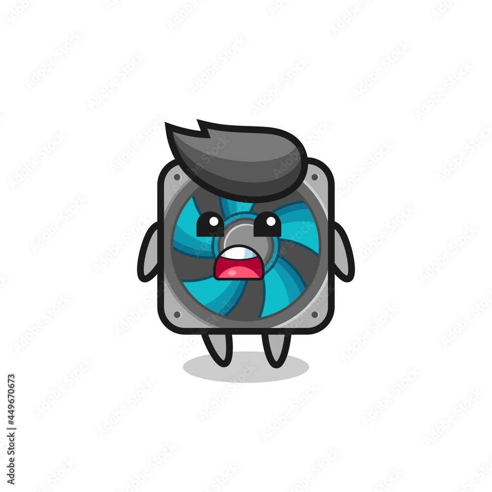 computer fan illustration with apologizing expression, saying I am sorry computer fan illustration with apologizing expression, saying I am sorry