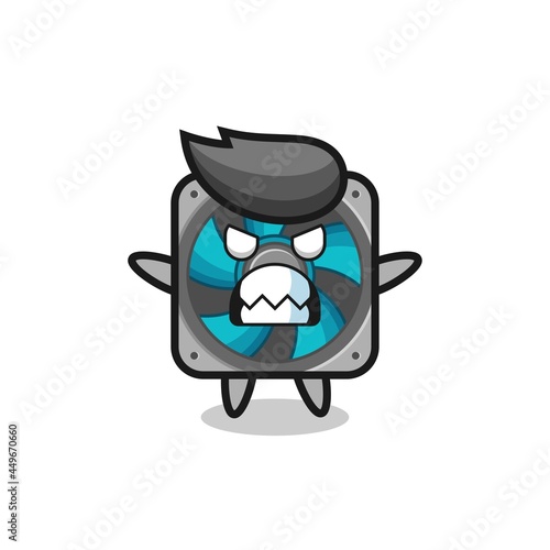 wrathful expression of the computer fan mascot character