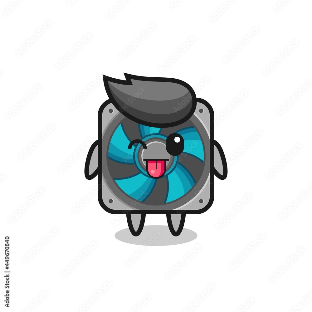 cute computer fan character in sweet expression while sticking out her tongue cute computer fan character in sweet expression while sticking out her tongue