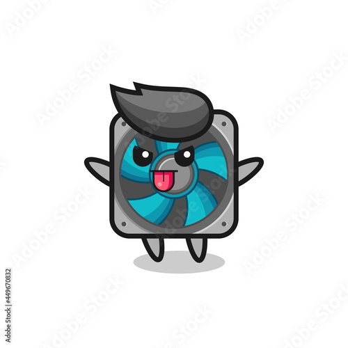 naughty computer fan character in mocking pose