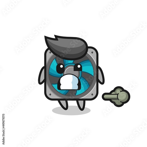 the illustration of the computer fan cartoon doing fart