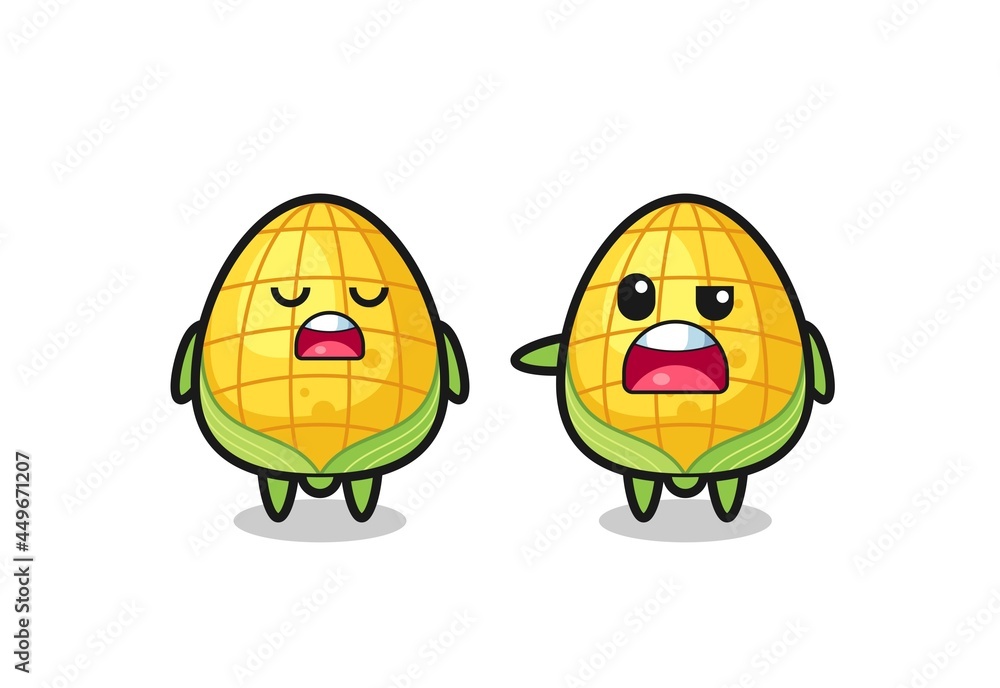 illustration of the argue between two cute corn characters illustration of the argue between two cute corn characters