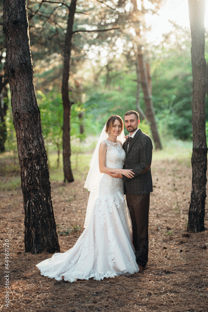 walk of the bride and groom through the autumn forest walk of the bride and groom through the autumn forest