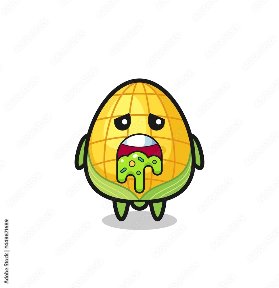 the cute corn character with puke