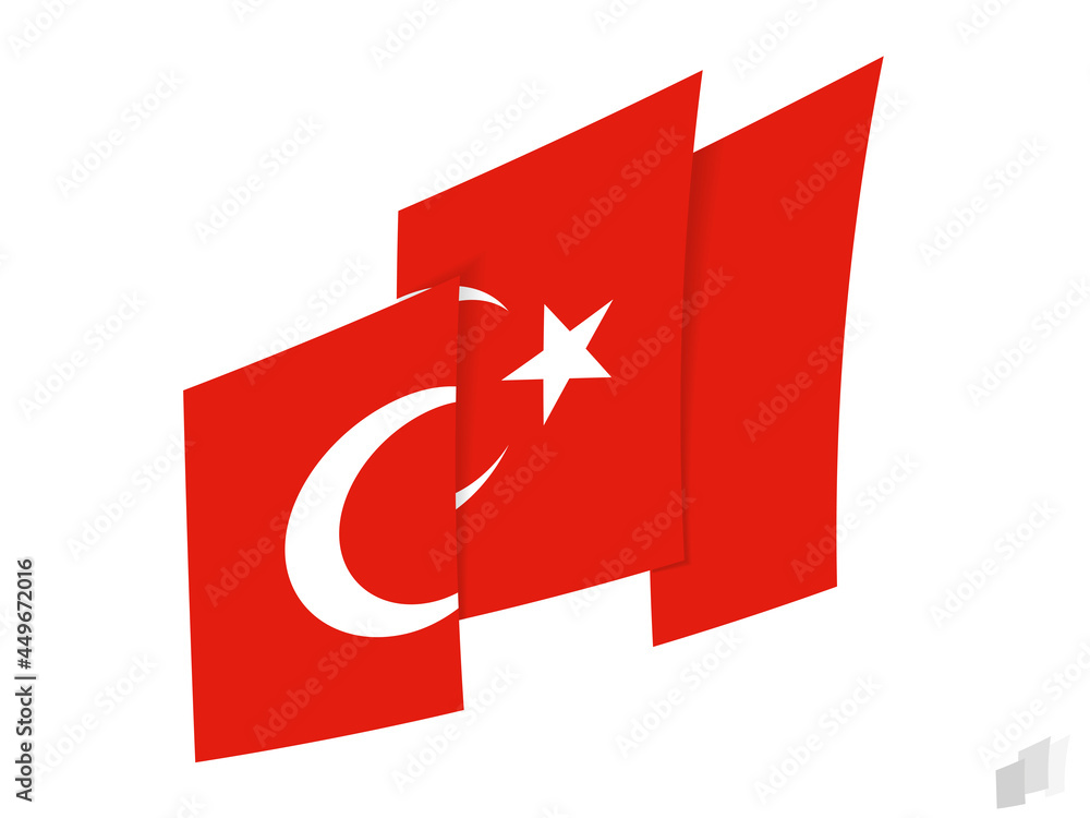 Obraz premium Turkey flag in an abstract ripped design. Modern design of the Turkey flag.