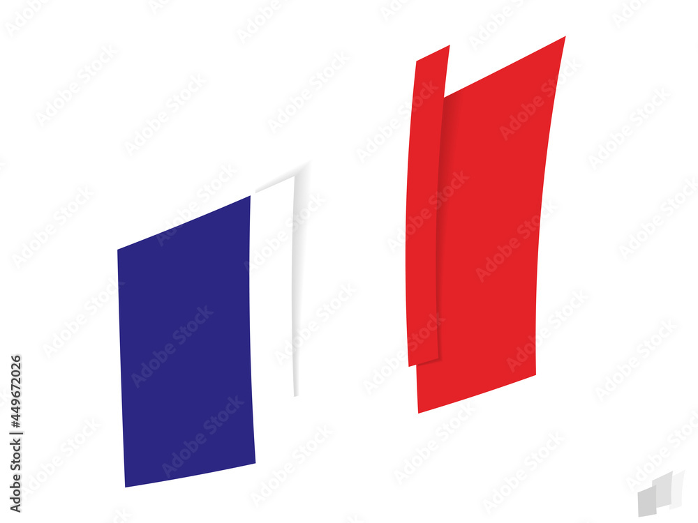 France flag in an abstract ripped design. Modern design of the France flag. France flag in an abstract ripped design. Modern design of the France flag.