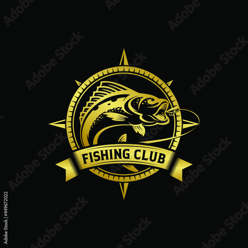 Vintage fishing logo design illustration Premium Vector  
